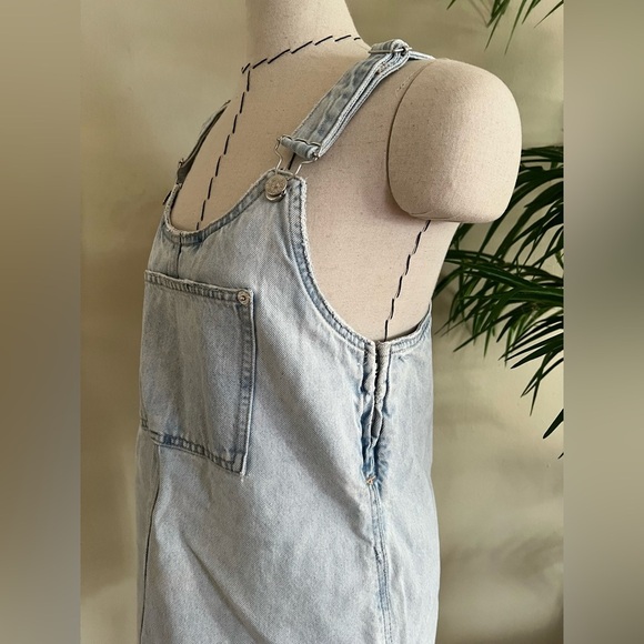 ZARA Light Wash Denim Mini Overall Dress | XS - Picture 5 of 10